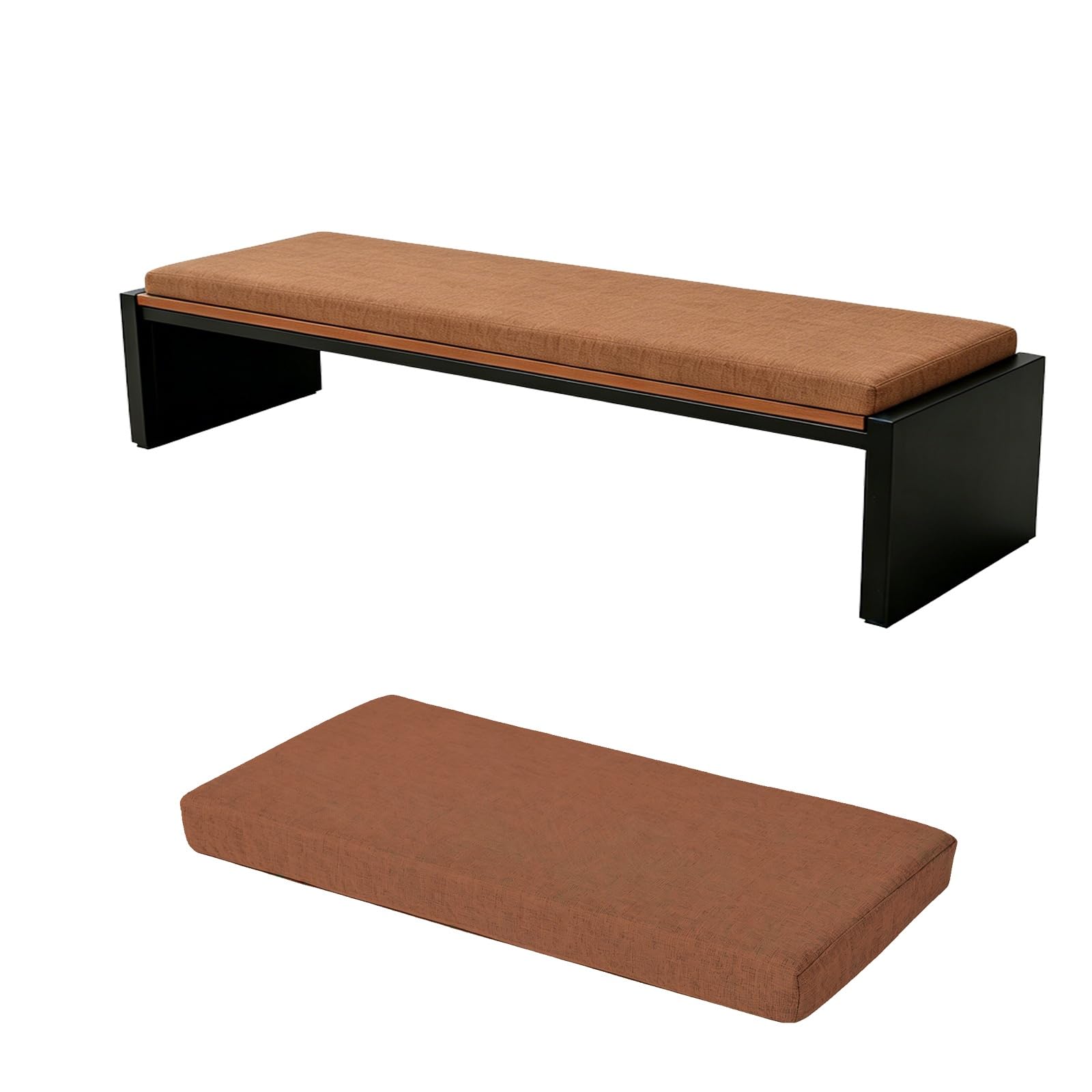 TRQQWEQQ Bench Cushion for Indoor/Outdoor 3cm Thick Chenille Non-Slip Furniture Replacement Cushion Washable Swing Bench Cushions with Zipper for Patio Garden Porch(Caramel,12x42in)