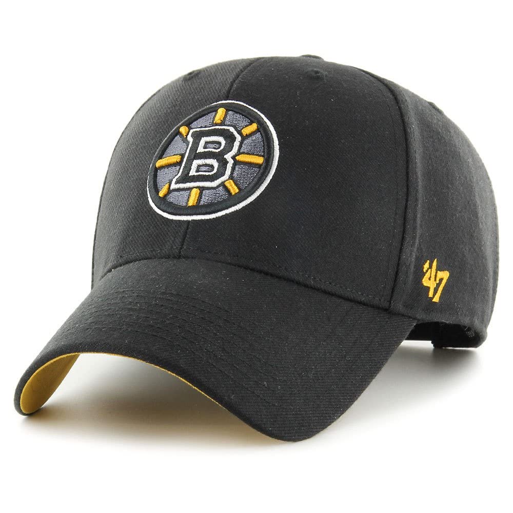 Men's Black 47 Brand Curved Snapback Cap - Nhl Vintage Boston Bruins