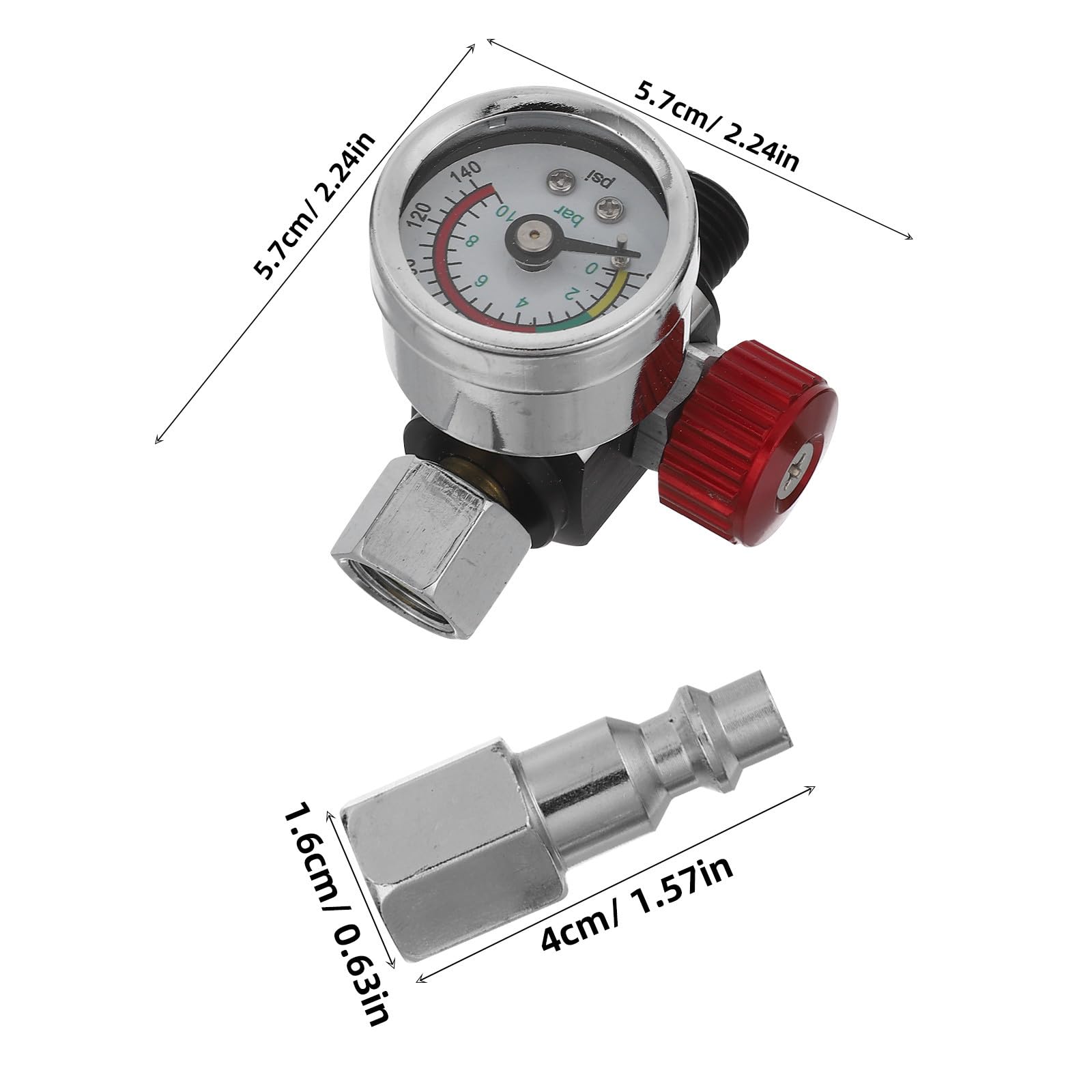 GARVALON Spritzpistole Luftdruckregler mit Manometer Metall Druckluftregler Ventil für Kompressor Präzise Druckregelung Integrierter Wasserabscheider Kompatibel mit Verschiedenen