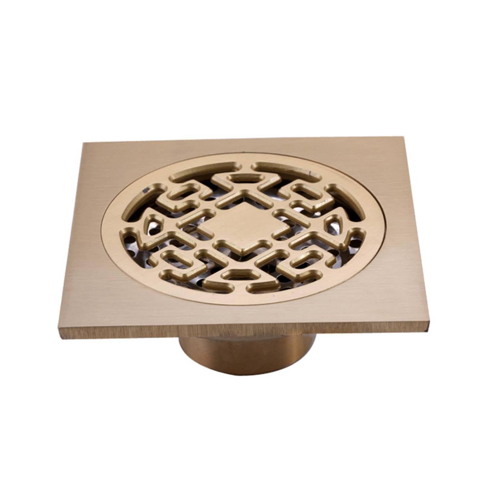 Bonde Douche Laiton Siphon Douche Vraie Couleur Bonde de Douche Forme en U Bonde Douche Extra Plate Simple Siphon de Sol Convient aux Balcons, Cuisines, Salles de Bains et d'autres Scénarios
