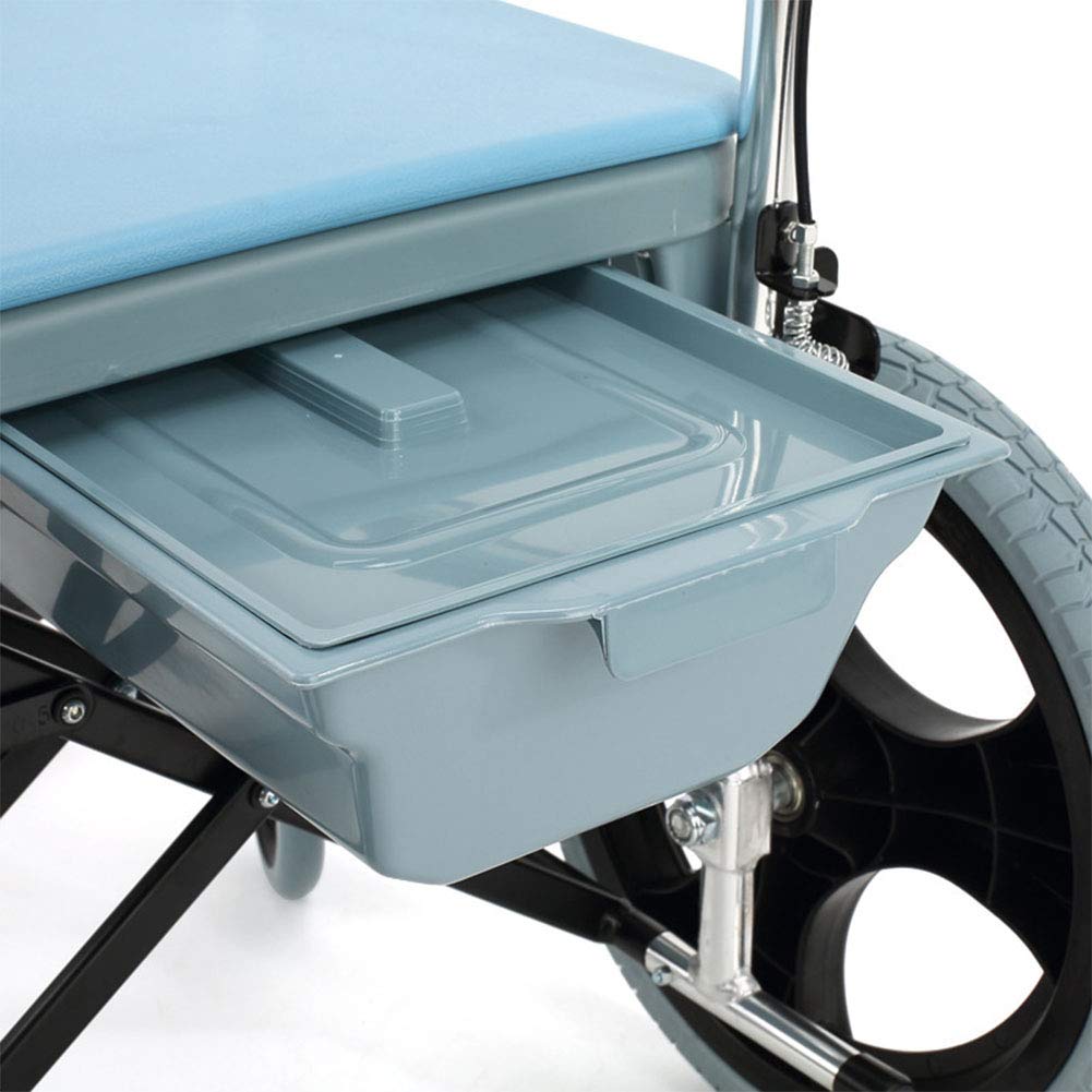 Sillas de Ruedas Autopropulsadas Plegables Ligeras con Inodoro, Baño Robusto Plegable Mde Aluminio Acolchado Asiento Respcon Frenos de Mano/Blue