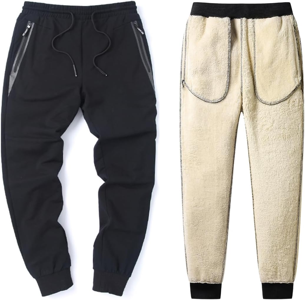 STICKON Mens Winter Fleece Pants Warm Sherpa Lined Sweatpants with Pockets - Image 3