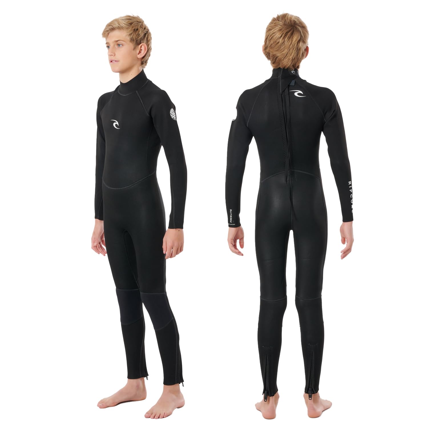 Rip Curl - Traje de Neopreno Infantil Manga Larga Completa Freelite 4/3mm Zip Back - Aislamiento térmico excepcional para el Surf en Aguas frías.
