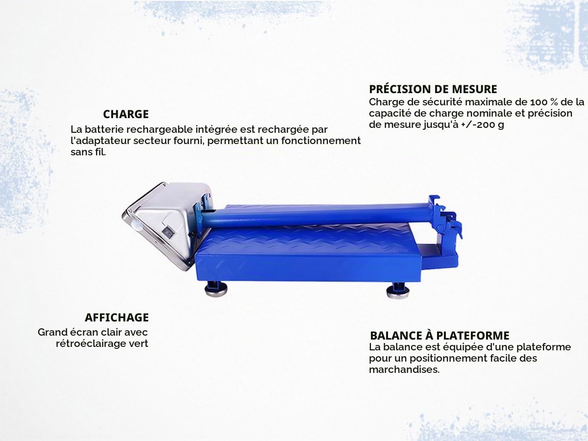 HDWR wagPRO-P150 Balance plateforme 150 kg, balance colis pliable, tare