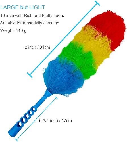 Miniatura 2 de Paquete de 2 plumeros estáticos mejorados de 19 pulgadas, beandable y lavable, más fibras más grandes, menos pérdida de plumero de fibra