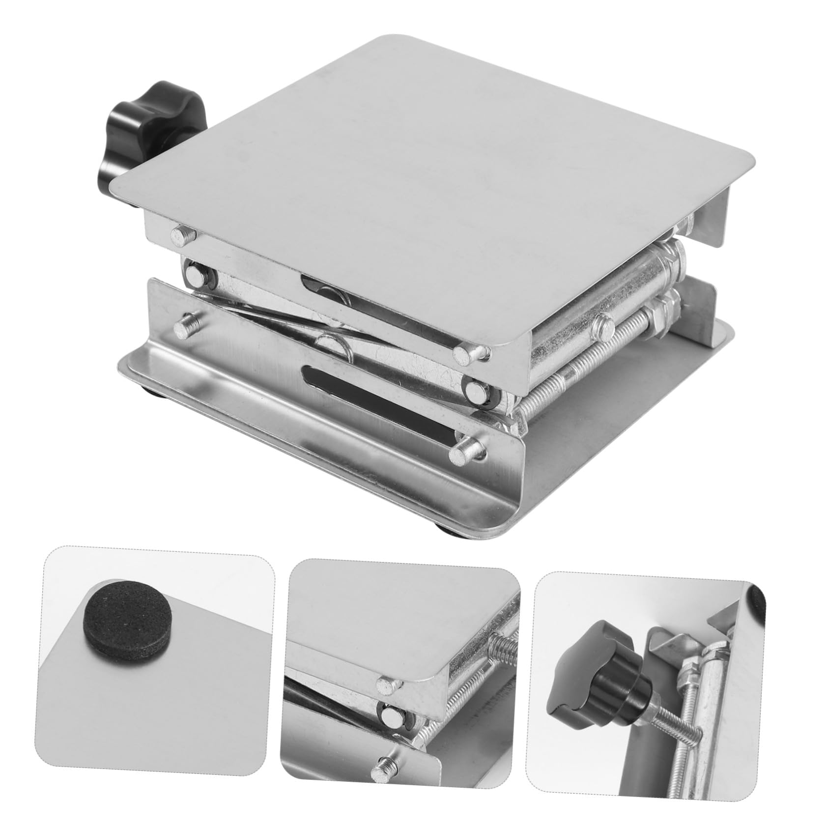 Cabilock Piattaforma Elevatrice in Inox per Laboratorio Supporto per Scientifici e Martinetto Forbice per Esperimenti Chimici e Biologici