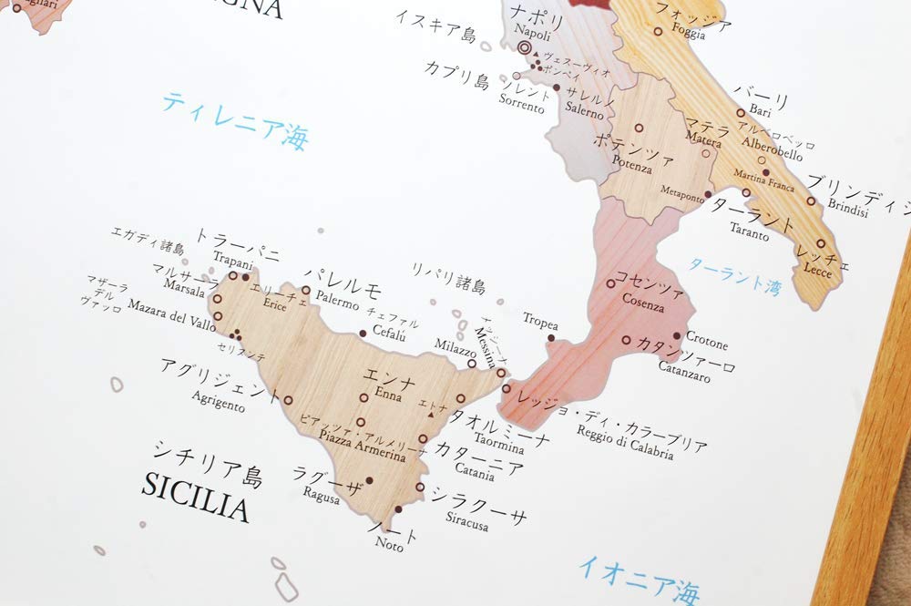Amazon.co.jp: 木目がおしゃれな「イタリア地図」ポスター 寄木風 A2