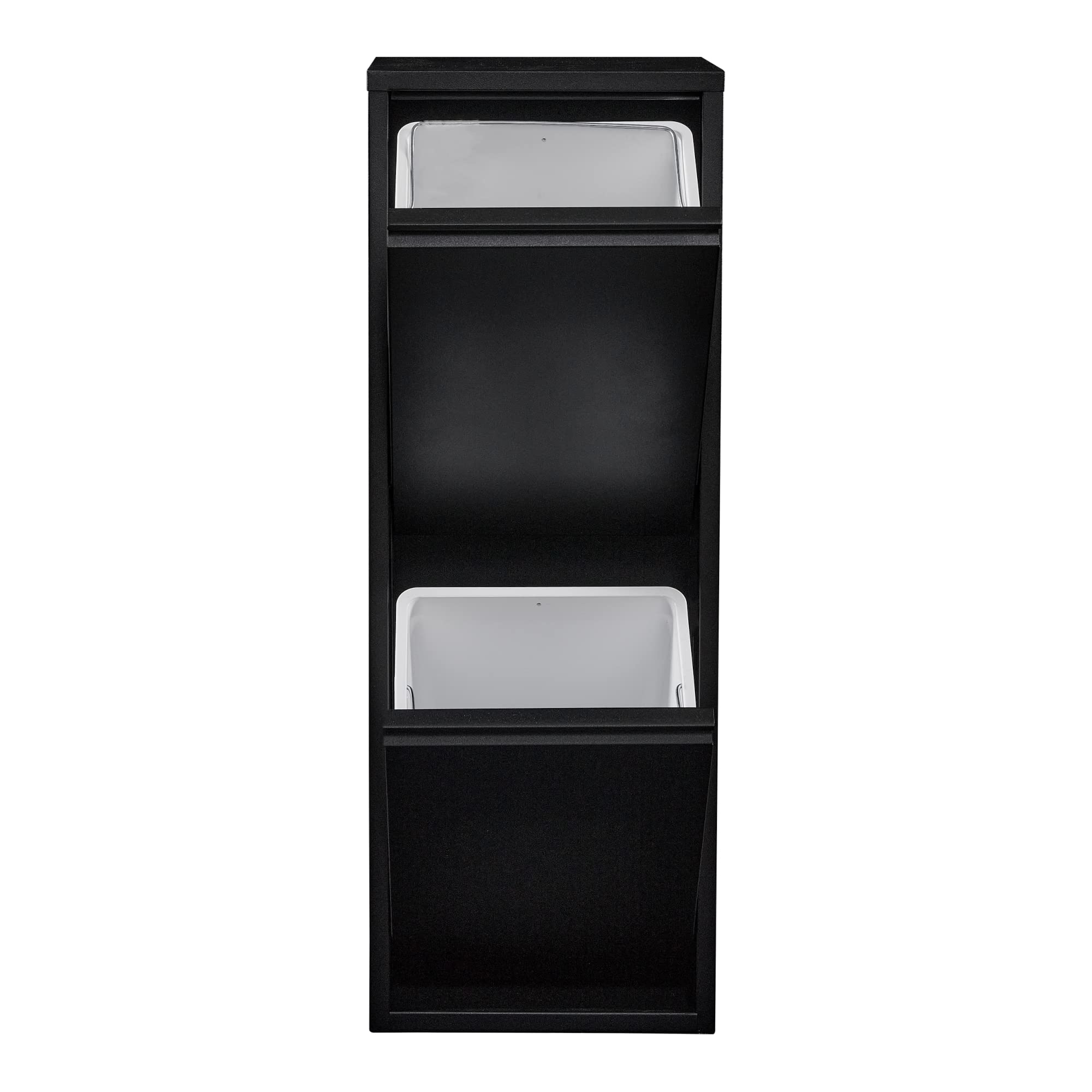 Poubelle de Recyclage Murale 2 Compartiments Inclinables 14L Noir 93 x 33 x 25 cm