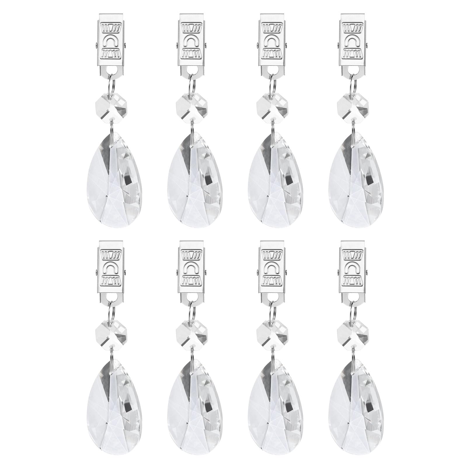 sourcing map 8Pcs Tablecloth Weights, Crystal Table Cover Weights with Metal Clips, Clear Pear Shape Pendant Curtain Weight 100 x 27mm for Outdoor Picnic Garden Table Decoration