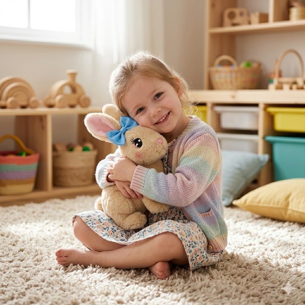 Easter Bunny Toy,Rabbit Interactive Hopping Electronic Pet Plush Bunny Toy with Sounds and Movements Animated Walking Wiggle Ears Twitch Nose Easter Gift for Kids (Brown)