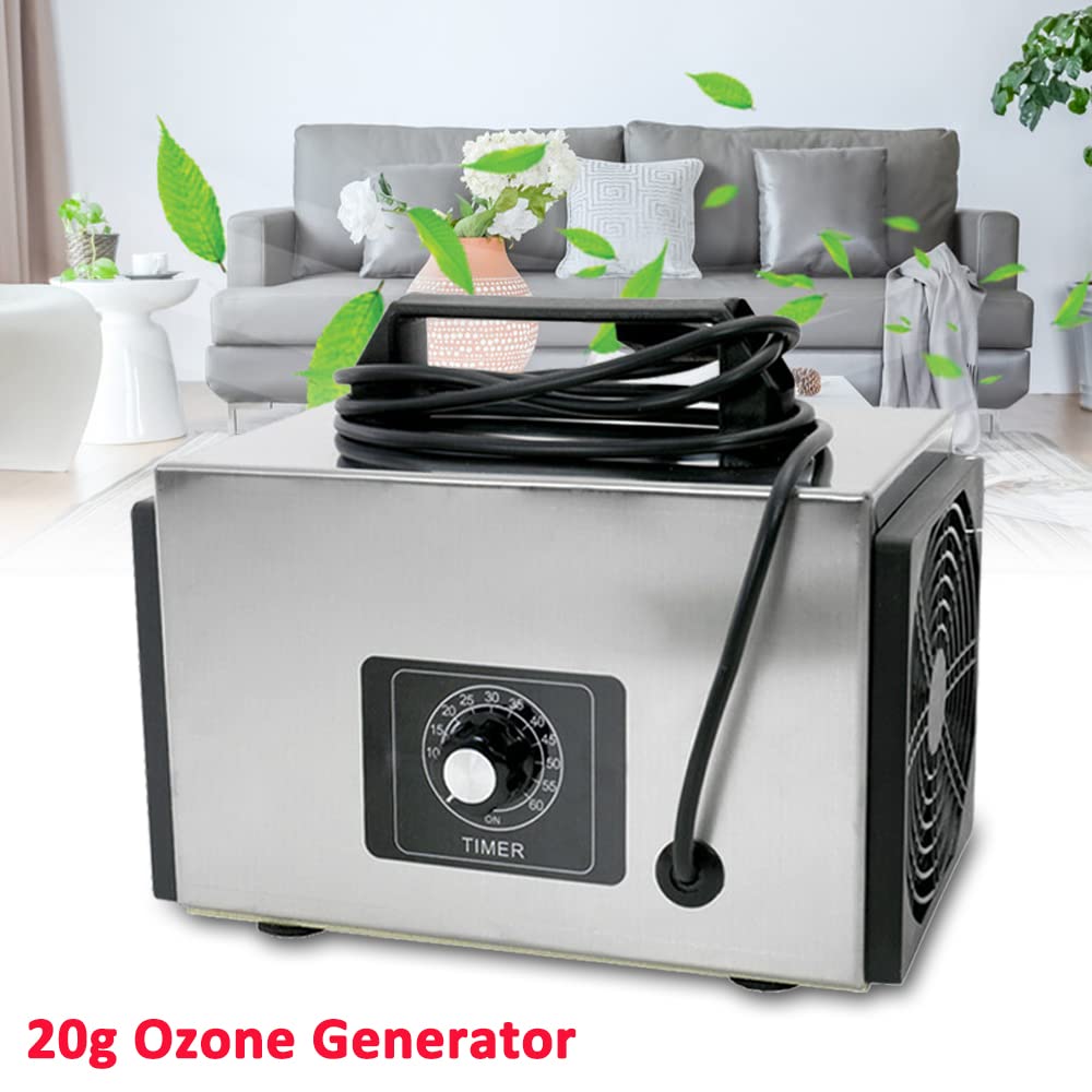 Ozongenerator, 20G Ozongerät, Ozonisator mit Zeitschaltuhr Geräusch: ≤ 30dB Industrial Air Purifier Geruchskiller Geruchsneutralisierer für Auto, Rauch, Haustiergerüche, Küchengerüche