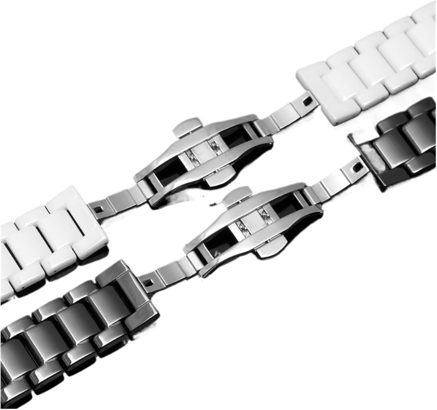 XILILHC 14mm 16mm 18mm 20mm 22mm Silver Watch Buckle And White Ceramics Bands Men Women Strap Bracelets
