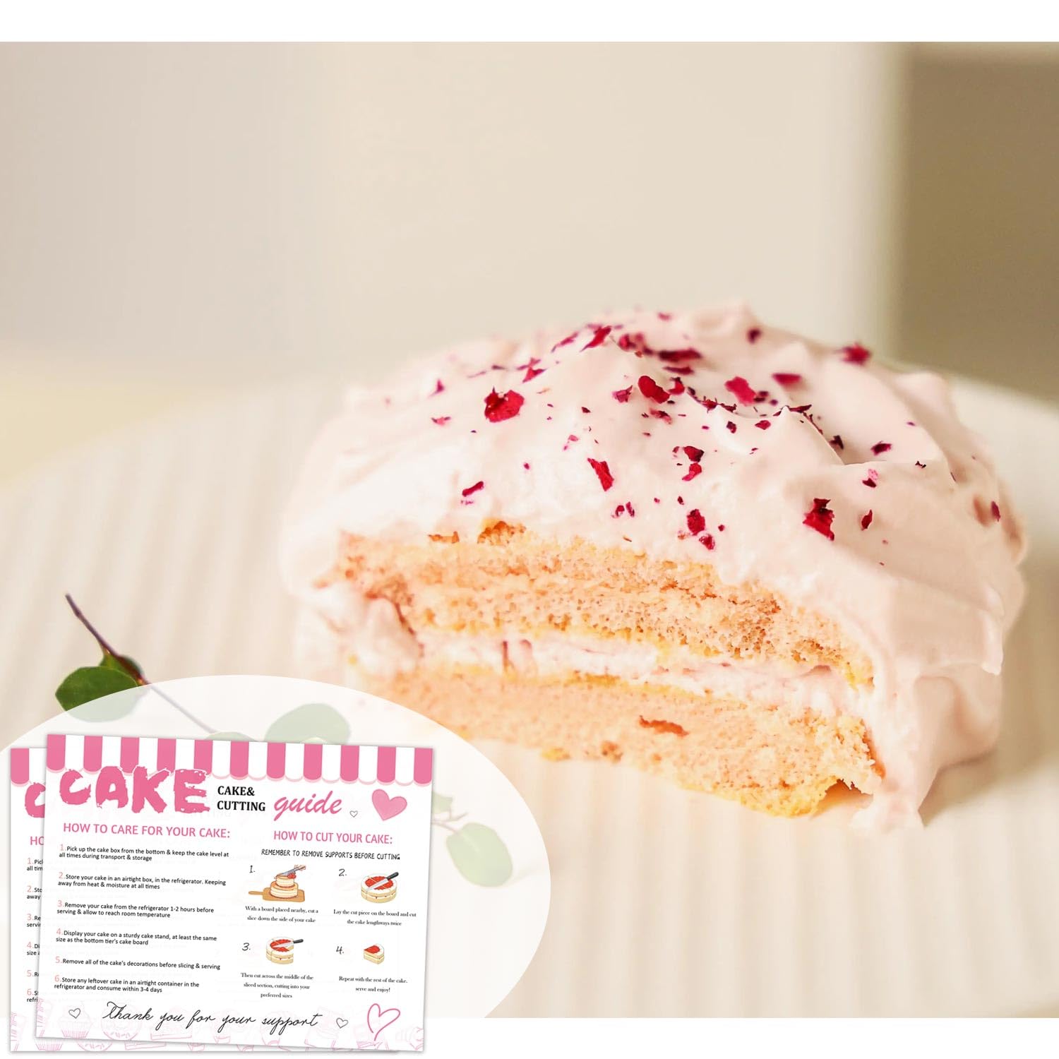 200 Pack Cake Care Instruction Card Package Insert Cards 4x5.5 Inch-Cutting Guide Care Instruction Cards How to Store Aftercare Card for Dessert Shop Bakery - Image 3