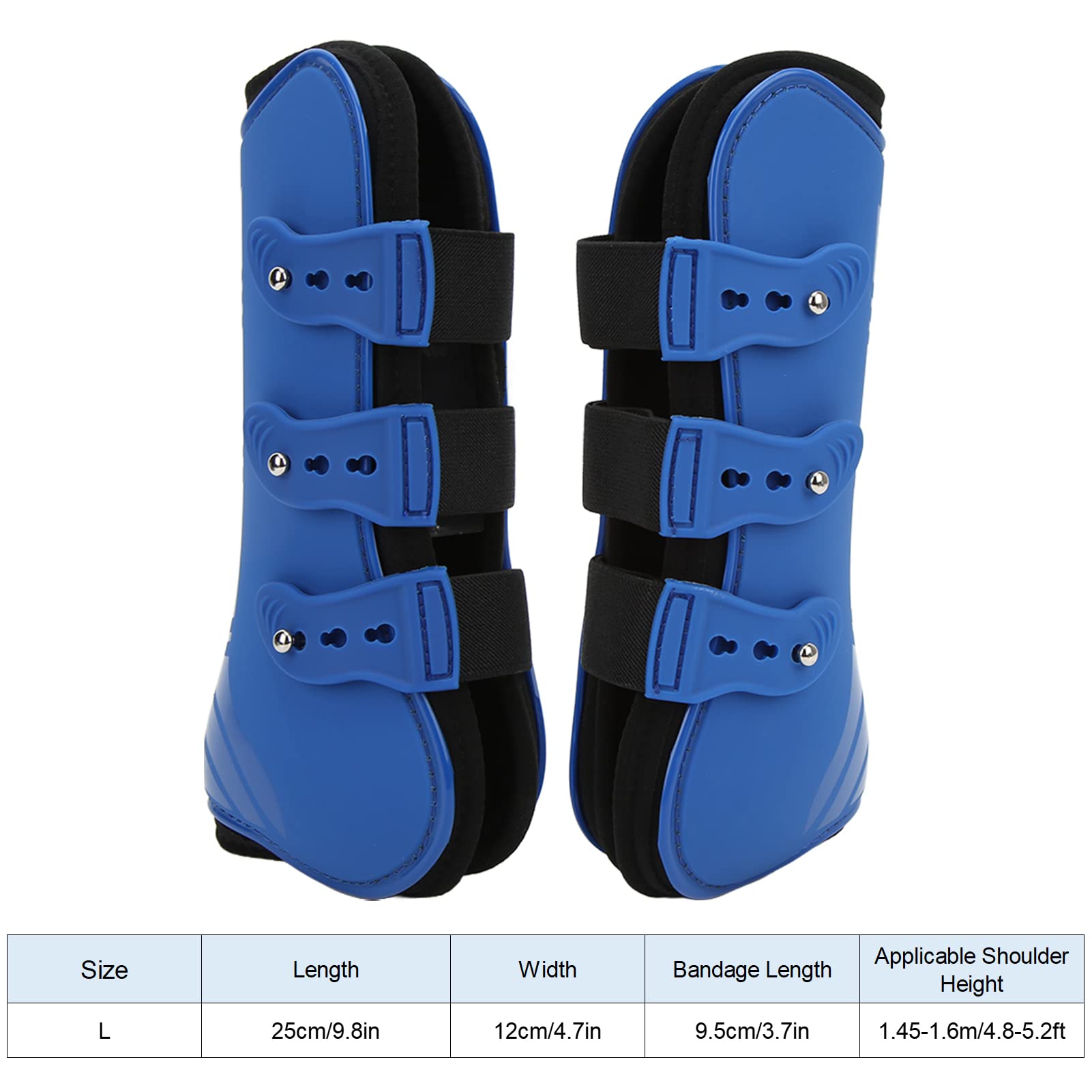 Botas de pierna delantera de caballo, 2 uds., botas de tendón de caballo con carcasa de PU para saltar, correr y deportes (patas delanteras azules Grandes)