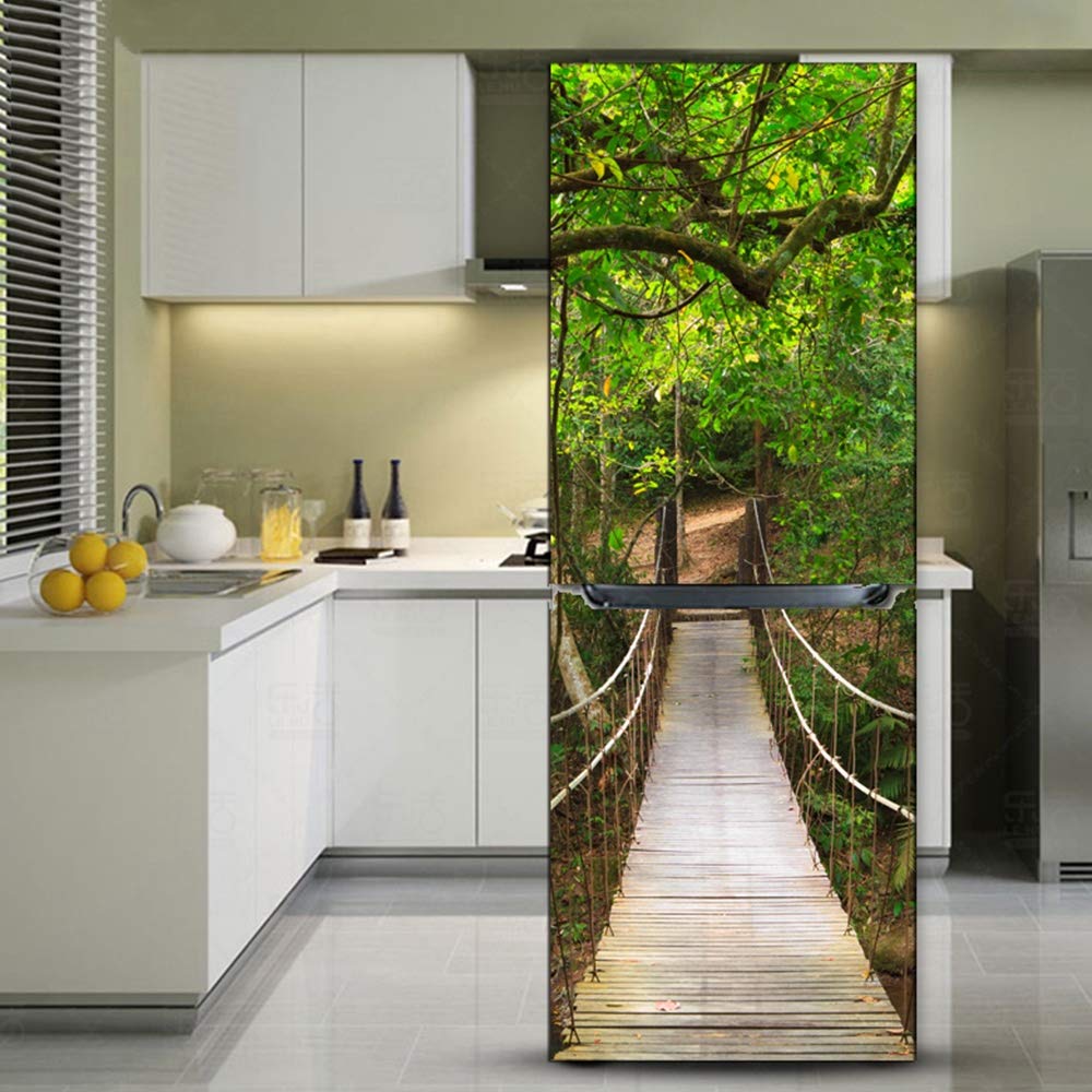 Vinilo para nevera de puente forestal DIY autoadhesivo impermeable para cocina de 77x200cm 4