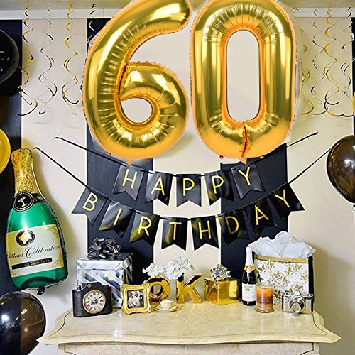 Image of TONIFUL 40 Inch Gold Number 16 Balloons Foil 16th Birthday Decorations