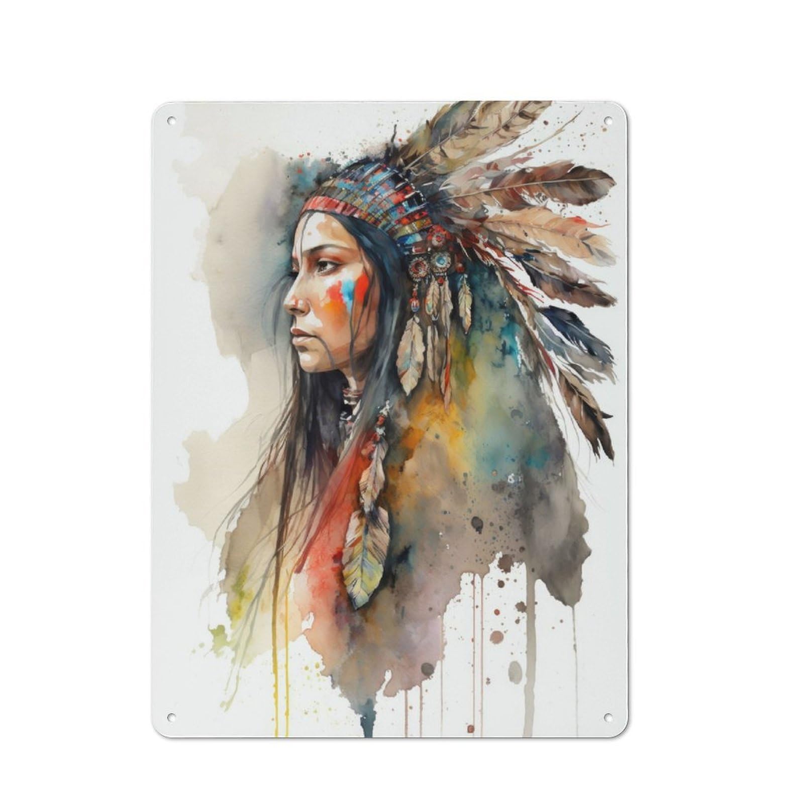 Junmoney Oil Painting Boho Style Character Decorative Tin Plaque 40X30cm Featuring Home Wall Decor For Flat, Dorm Room, Lounge Or Cafe