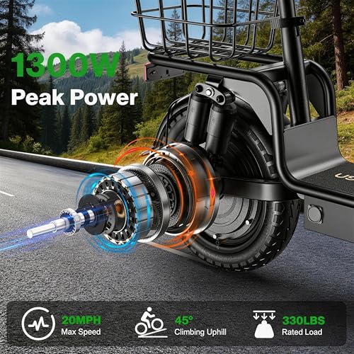 Electric Scooter Adults, 1300W Peak Motor, Electric Scooter