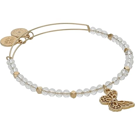 Alex and Ani Bracelets for Women - Friendship Filigree Butterfly and Crystal Beaded Bracelet