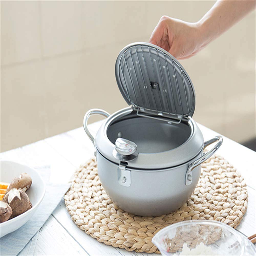 DQM Revestimiento Antiadherente Sartén con termómetro Tempura Fryer Pot, freidora, Perfecta for freír.Estufa De Gas, Placa De Inducción, Estufa Eléctrica.fácil de Limpiar