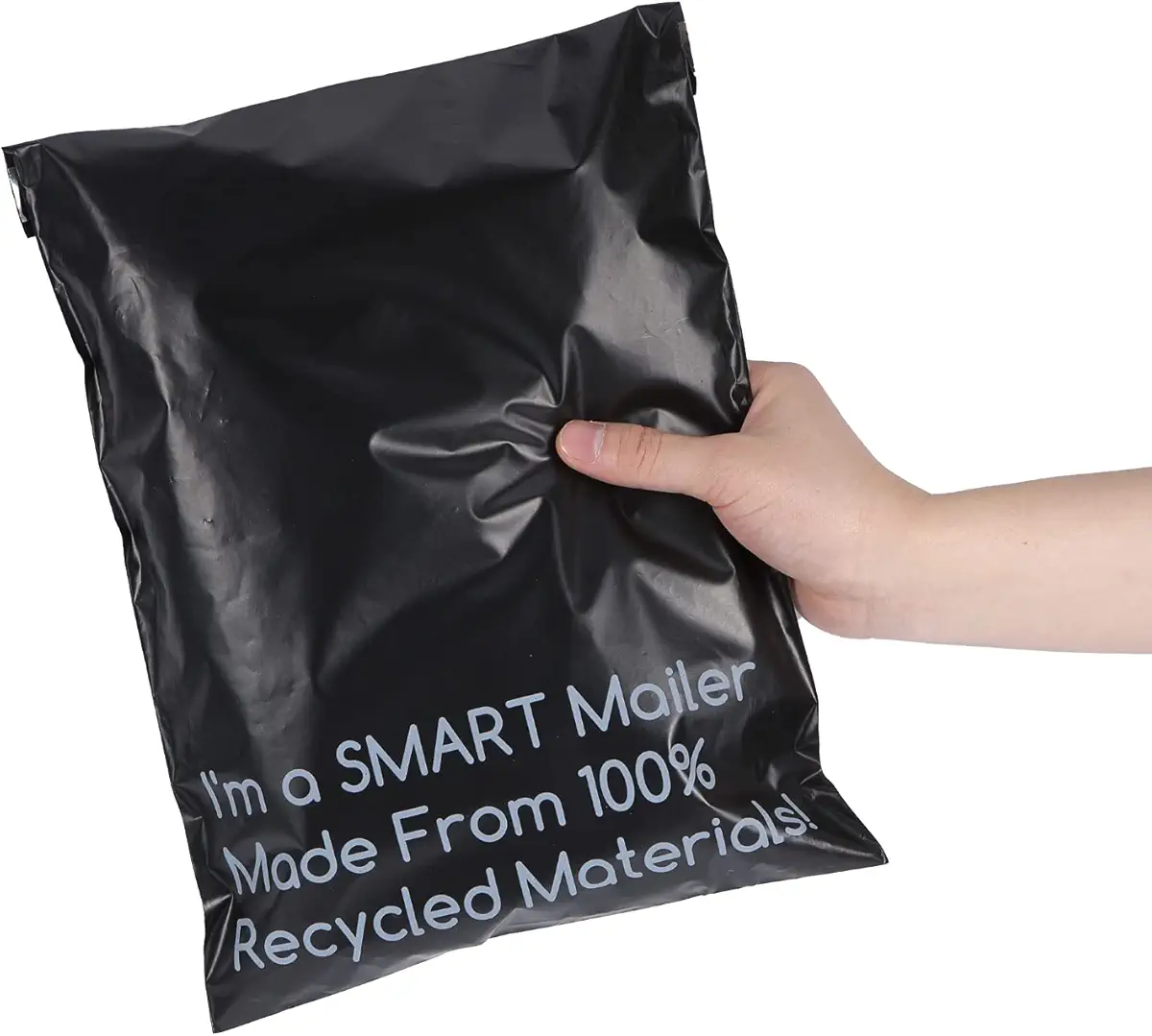 SMART 10x13 Recycled Poly Mailers - 100 Pack of Black Eco-Friendly Packaging Mailing Bags | Recyclable &amp; Sustainable, Cute &amp; Stylish Small Business Supplies | 2.5 Mil Thick - 100 Pack