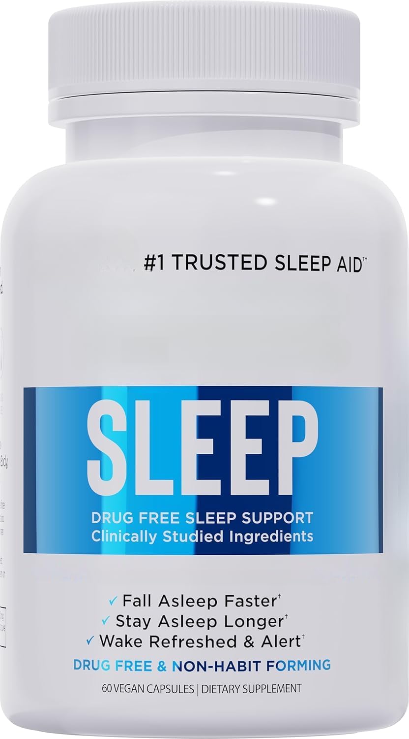 Aiuto per il sonno per adulti di 30 giorni, capsule per il sonno che non creano dipendenza, senza farmaci, antistress (60 capsule)