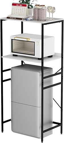 Miniatura 14 de Estante para Mini Nevera Mini Nevera y Soporte para Microondas Sobre Mini Nevera Estante de Almacenamiento de 3 Niveles Soporte para Microondas y