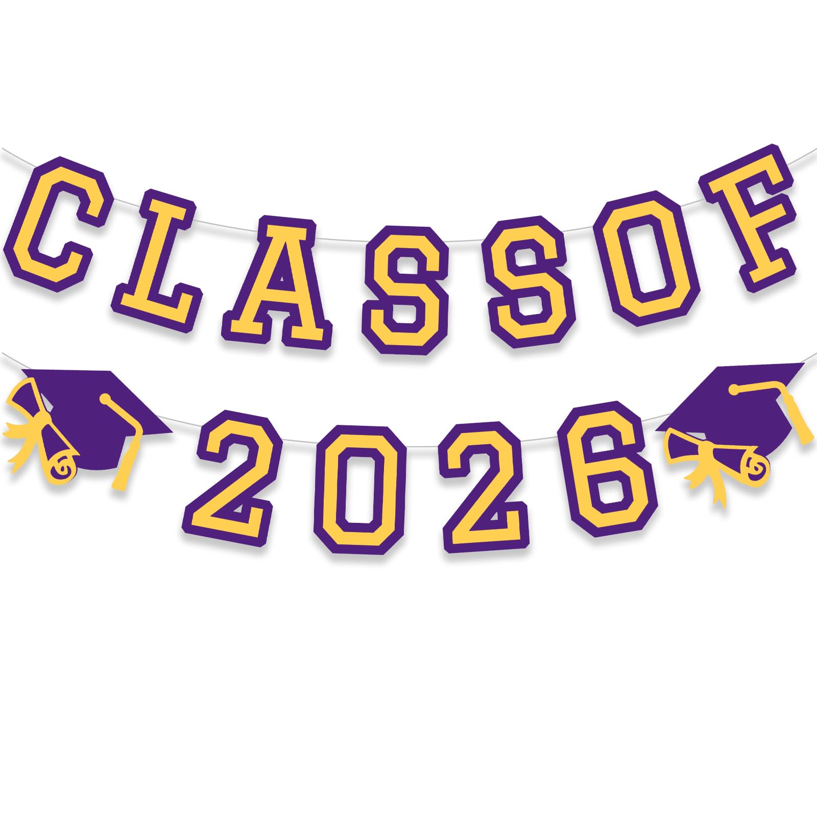 Class of 2026 Graduation Banner University College Grad Garlands Decoration Party Supplies High School Colors Purple Yellow