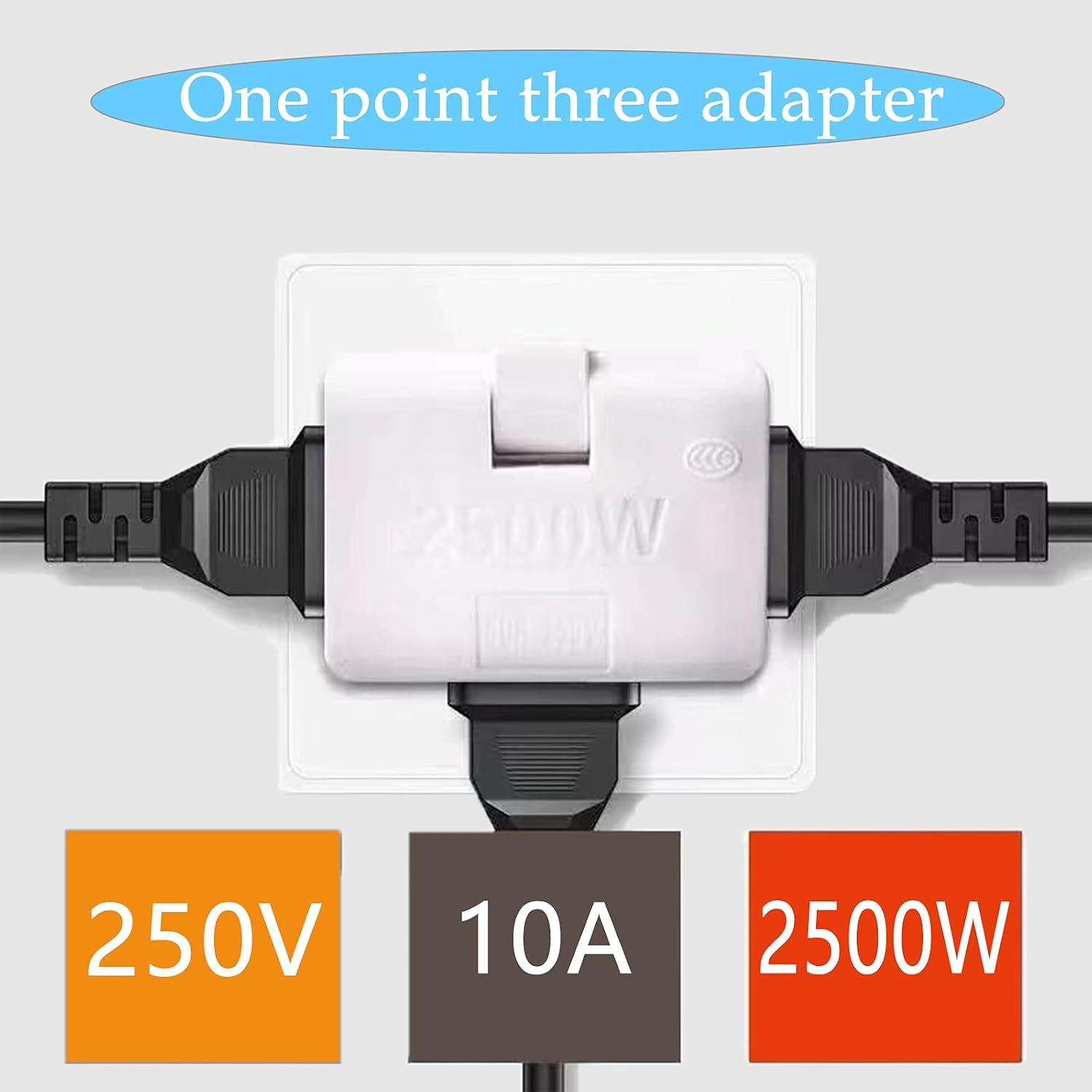 WFHYW 3 in 1 Extension Plug Adapter Foldable, 2-Prong Swivel Ac Adapter,Mini Rotatable Socket Converter,3 In 1 Slim Design Indoor Wall Tap Power Outlet Extender Plug(White)