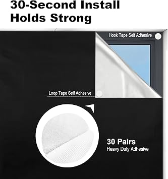 Vanten Upgraded Blackout Curtains, 118 x 57 Shades, 100% Blackout Material with Adhesive Tapes, Window Cover for Baby Nursery, Bedroom, Living Room, Travel