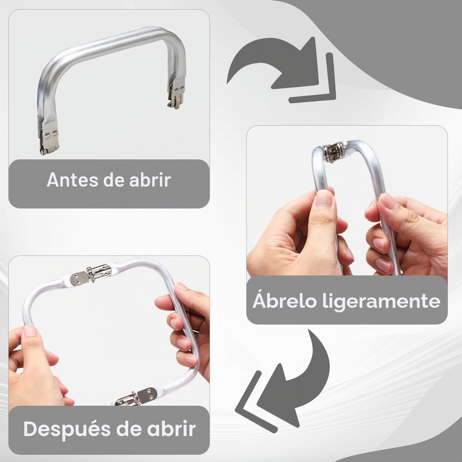 2 Piezas Cierres de bolso de ganchillo Click Clac para bolso Cierre de embrague Cerradura de beso en forma de U Asas de aluminio para carteras,embragues y proyectos de bricolaje(160 * 90mm)
