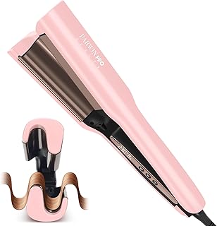Hair Waver Crimper 25mm - Deep Waver Curling Iron with Memory Timer & LCD Screen, 4 Heat Settings, Dual Voltage, Create Long-Lasting Mermaid Waves or Loose Waves, (Pink)