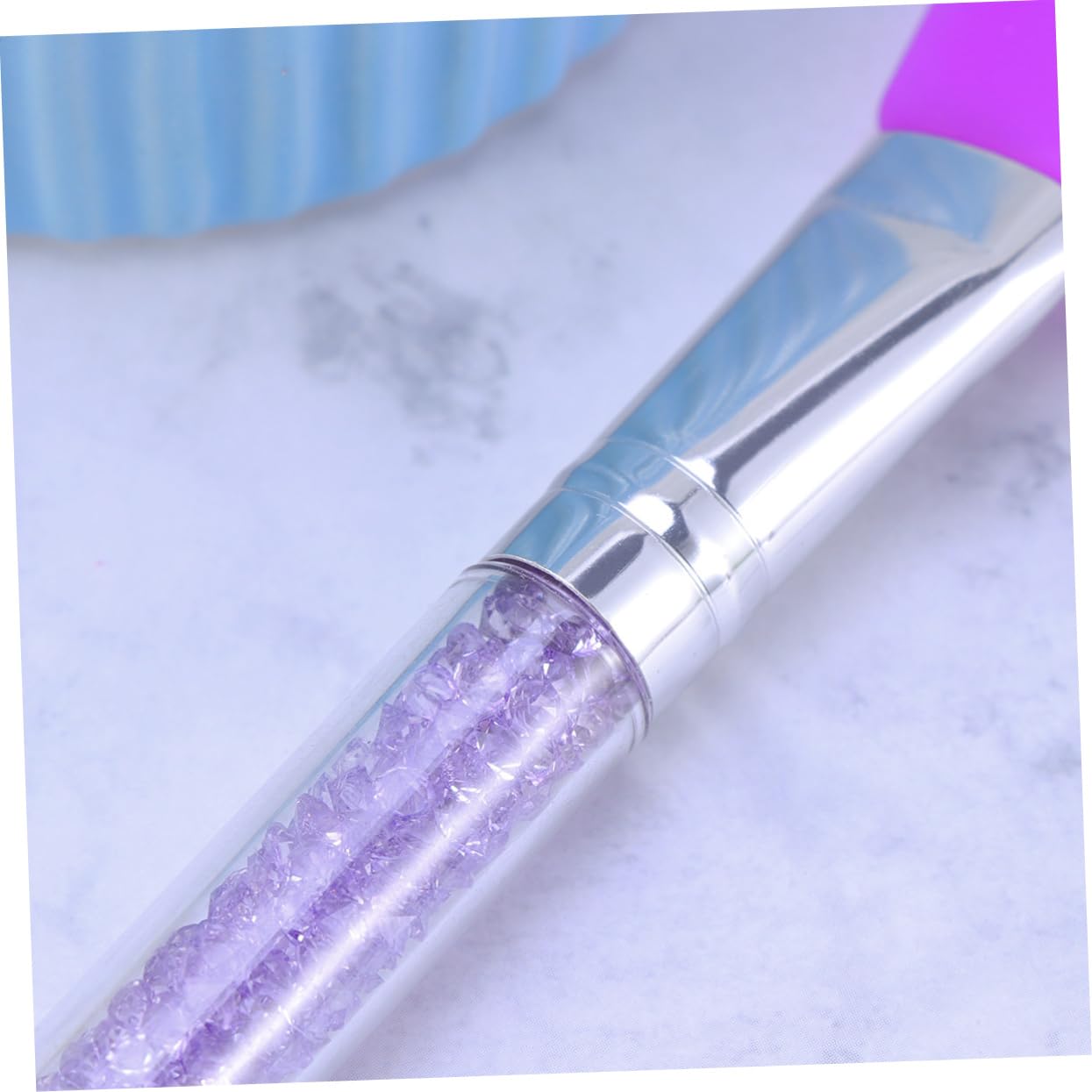 WEKADRIN Facial Mask Brush Purple Silicone Handle Crystal Rod Applicator for Skincare Products
