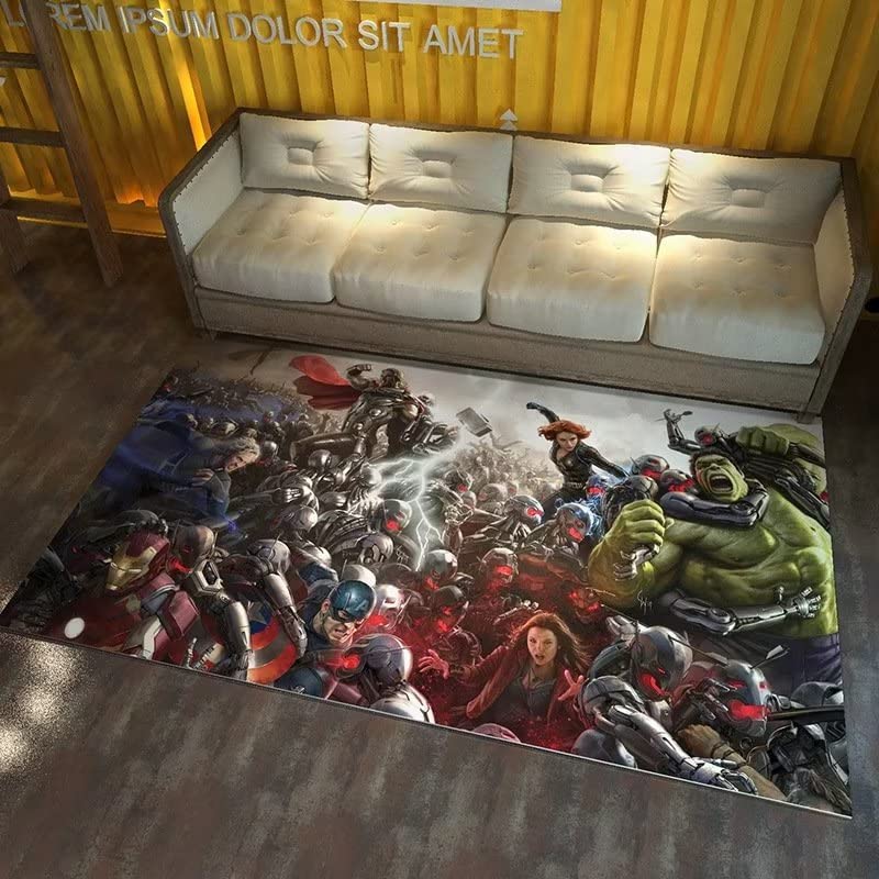 DYNSL Area Rug Tapis de Zone Impression numérique 3D Avengers Hero Comic Tapis de Salon pour Salle de Bain Tapis de Bande dessinée d'intérieur Tapis de canapé Tapis de Porte Tapis de Sol de Chambre