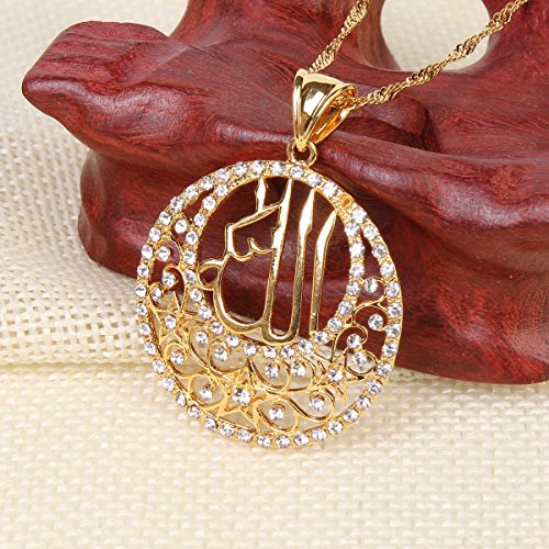 Glaze Round Pendant Jewelry 24k Gold Plated Religious Islamic Muslim Allah Crystal Pendant4