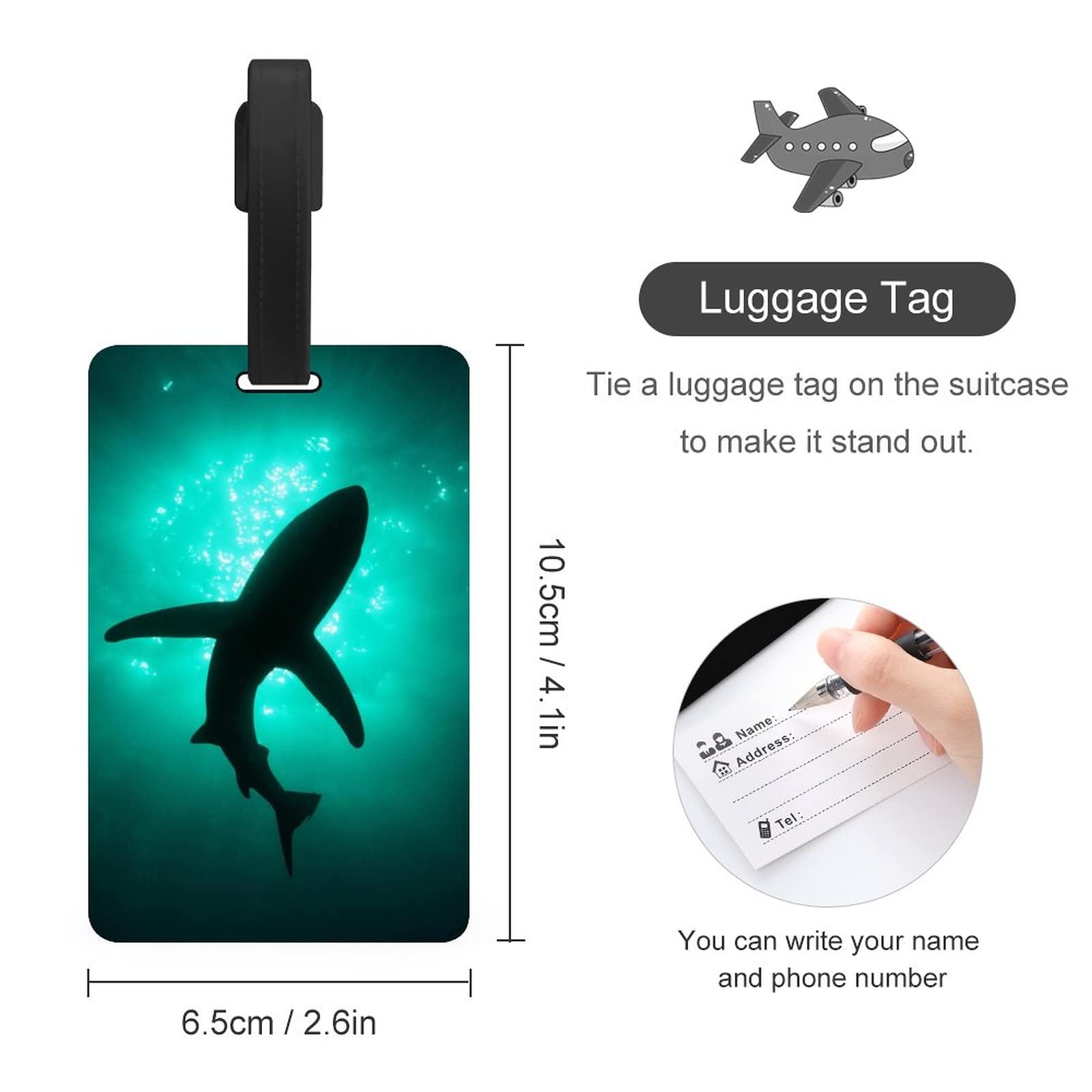 Amazon.co.jp: ネームタグ サメ 深海柄 魚柄 青い海 荷物タグ ラゲージ