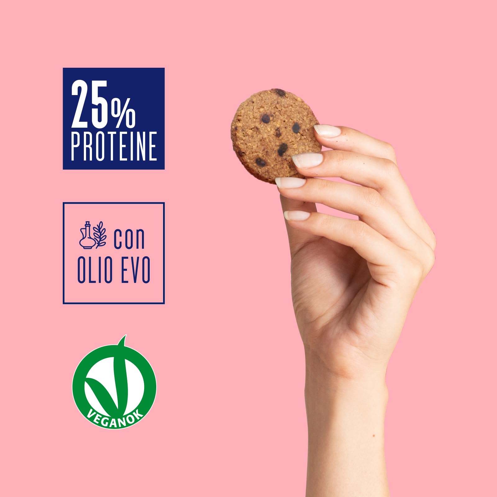 Enervit, Frollini con Gocce di Cioccolato, Per una Colazione Golosa e Dietetica, Ricchi di Proteine e Fibre, con Farina Integrale e Cioccolato Fondente, VeganOK, 9 Sacchetti da 200 Grammi
