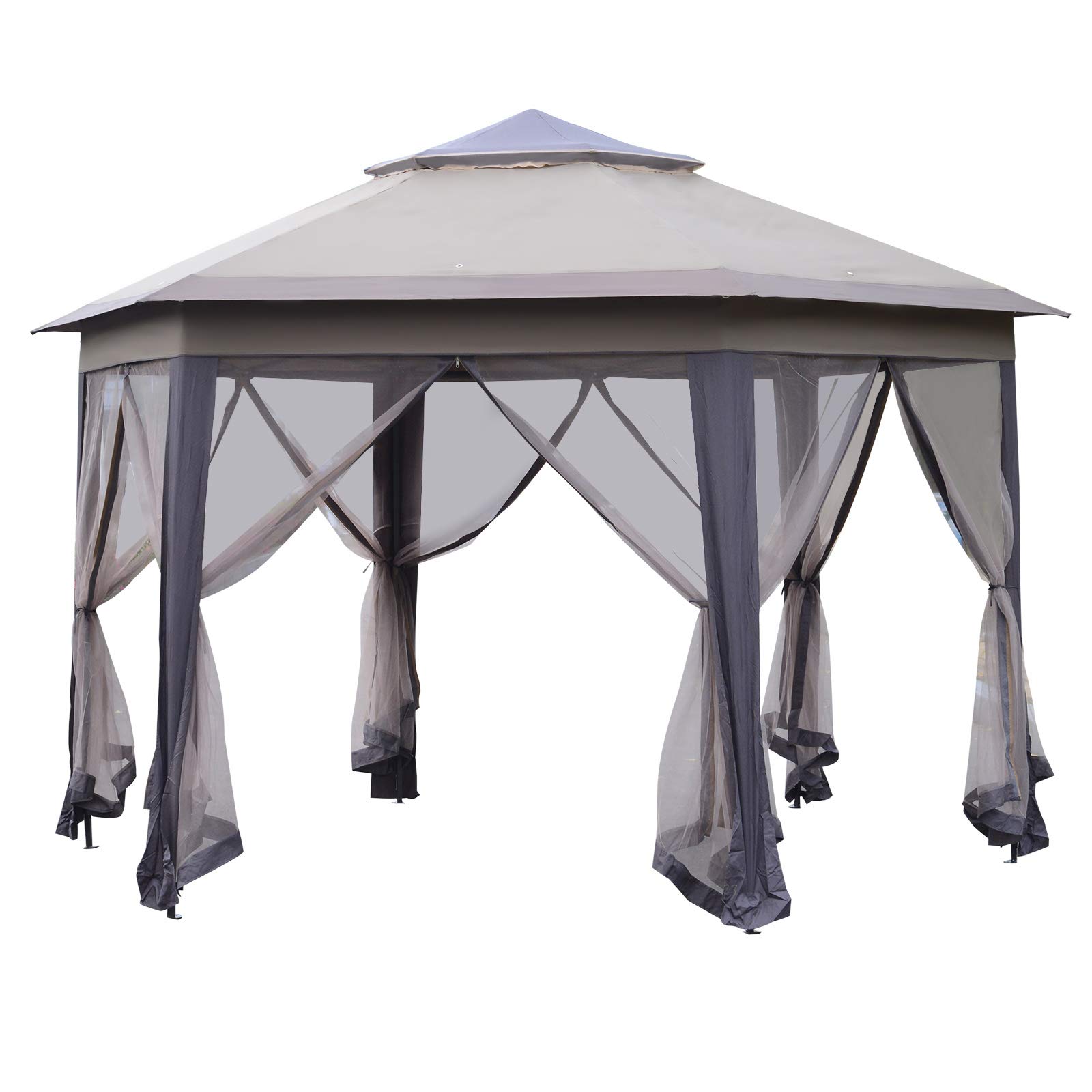 Buy Outsunny Hexagon Patio Gazebo Pop Up Gazebo Outdoor Double Roof
