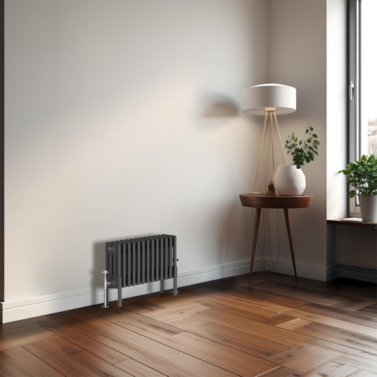 Blümme Traditional 300 x 605mm Horizontal Cast Iron Radiator Central Heating Radiators Four Column Anthracite