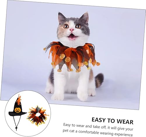 Miniatura 3 de NOLITOY 1 juego de sombrero, bufanda, traje de perro pequeño, sombrero de mago para mascotas, disfraz de Halloween, gato, bufanda de perro, disfraz