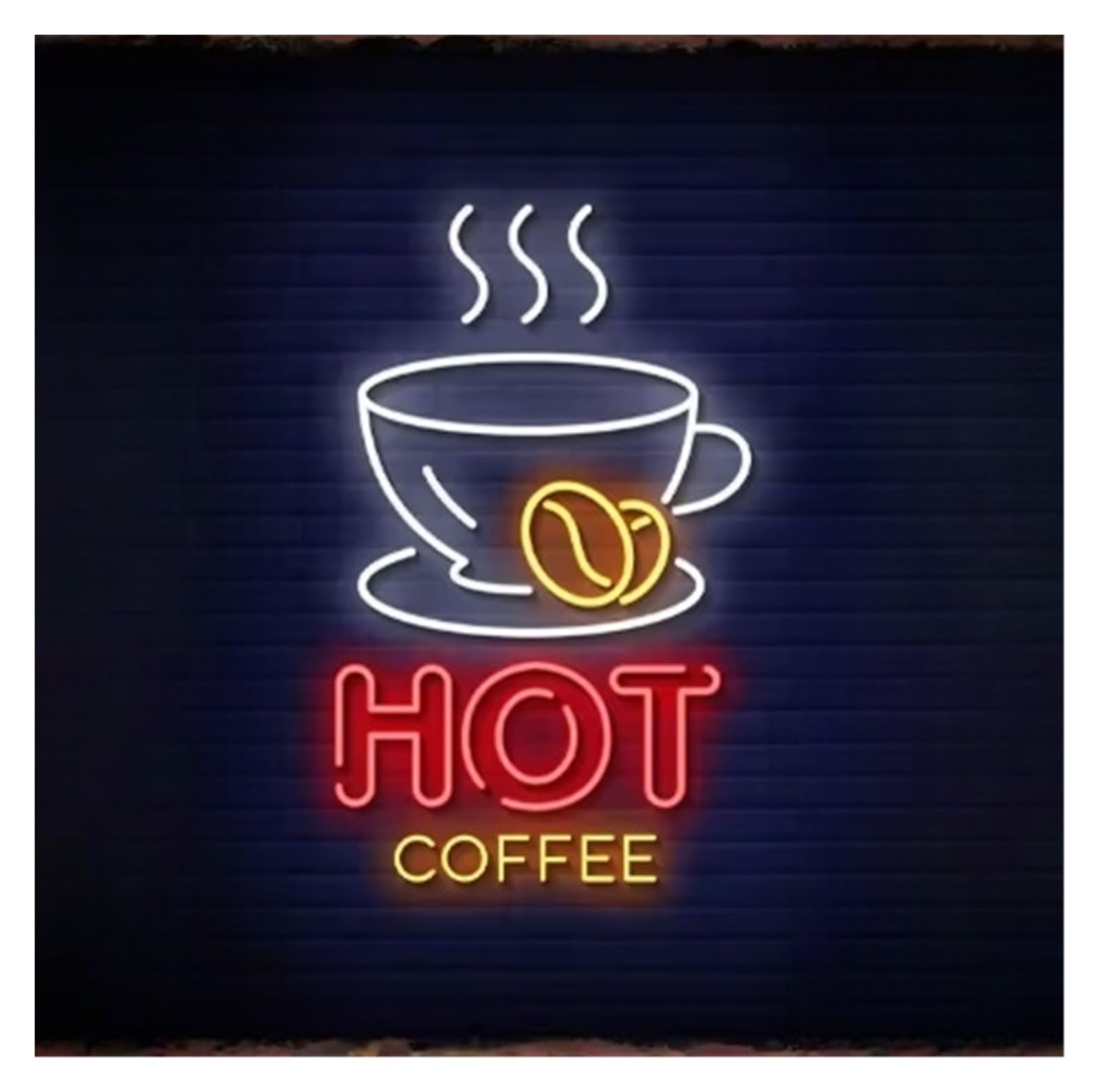 SHOUXI Sign Lamp Hot Coffee Neon Sign Glow Poster Decoration Living Room Business Window Display Cinema Decorative Lights 40cm