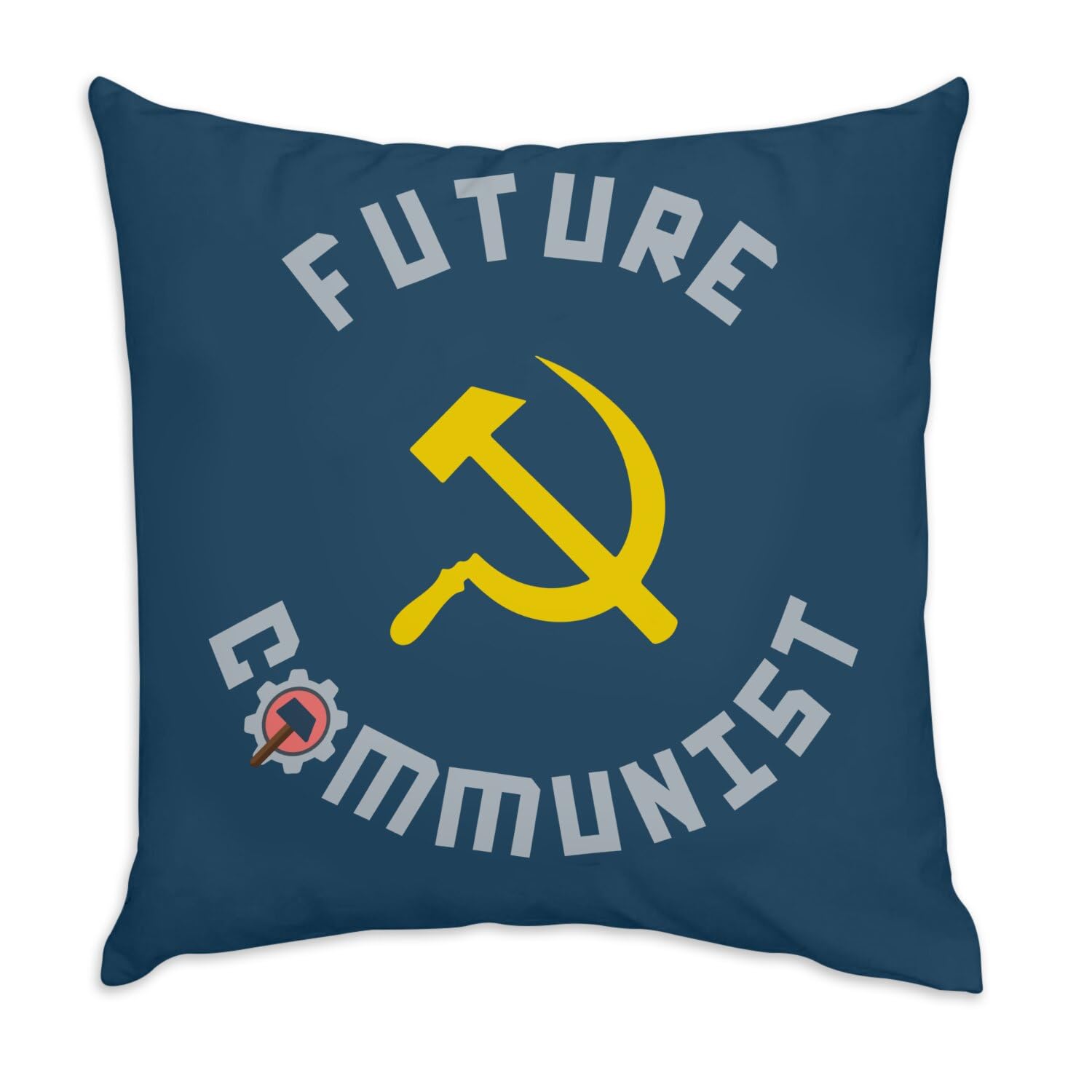 Coussin en velours bleu Future Communist Politics Humor 40x40 cm avec housse incluse