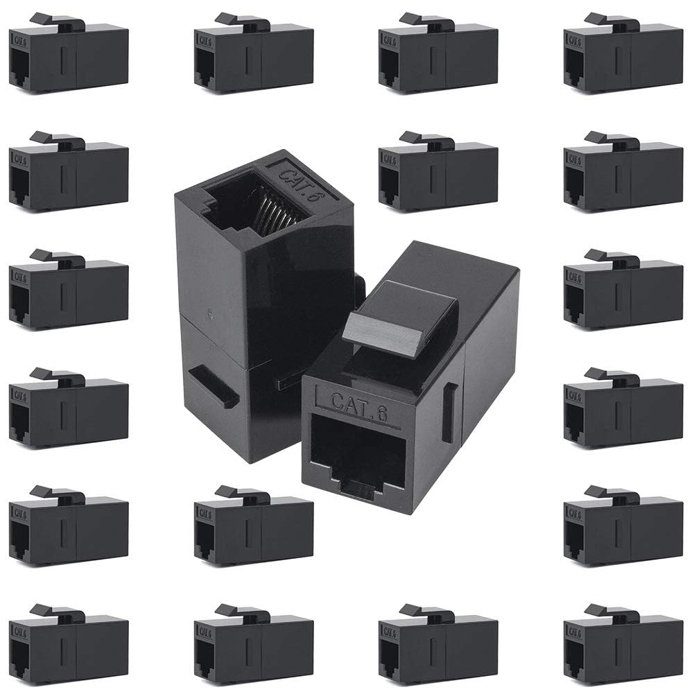RJ45 Patchkabel Kupplung CAT6, 40 Stück LAN Verbinder Netzwerk Buchse Adapter Geschirmt (40 Stück, Schwarz)