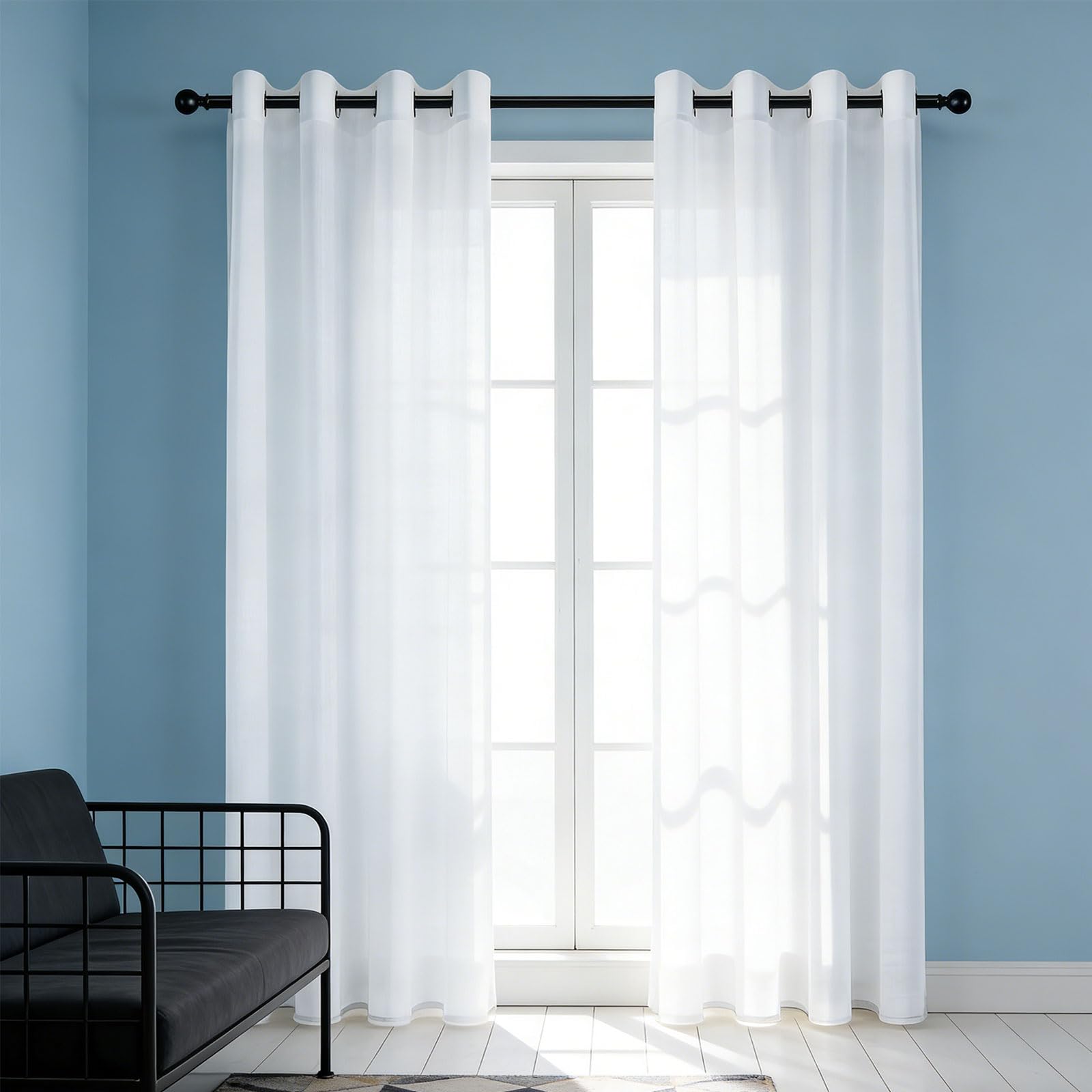 Visillos blancos con ojales 75x90 cm GUOJUN cortinas salon translucidas de salon y dormitorio