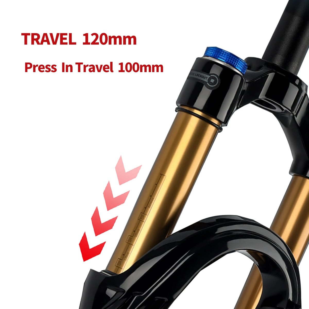 Forcella Anteriore MTB Air Suspension 26" 27.5" 29" QR 9 * 100mm per Bicicletta, Tubo Dritto, Escursione φ28.6mm, Freno a Disco da 100mm, smorzamento in Estensione per Mountain Bike