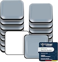 VABNEER Patins de Meubles, 16 Pièces PTFE Téflon Carré Auto-adhésives Coulisses de Meubles Adaptés Aux Sols et Tapis Lisses (Carré, 30X30mm)