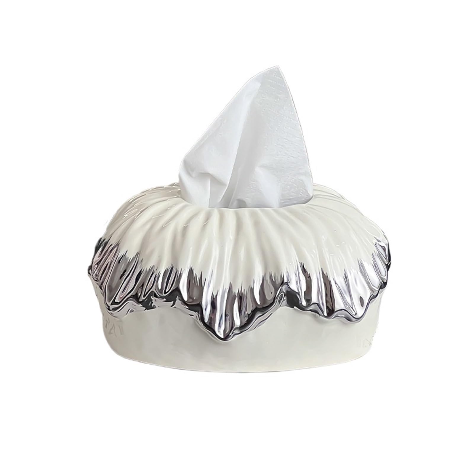 Luxury Creative Ceramic Tissue Box, Living Room Coffee Table Ornament Napkin(Beige)