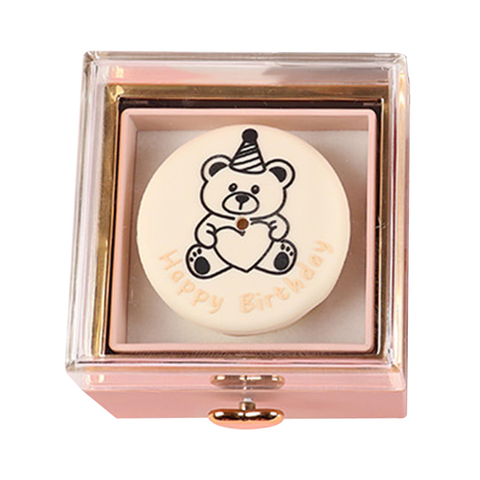 Generisch Ring Box, Rotating Reversible Bear Cake Jewelry Holder, Unique Display Storage Rings, Earrings, Accessories, Idea 3.15x3.15x3.15 inches for Women, Men, Birthday