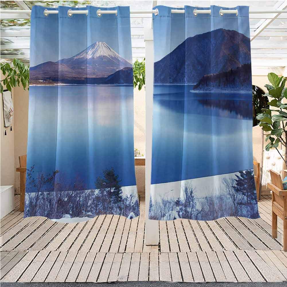 Outdoor Curtain Outdoor Curtain For Porch Christmas Decoration Winter Fuji Mountain In Winter Out Thermal Insulated For Patio (52W X 95L)