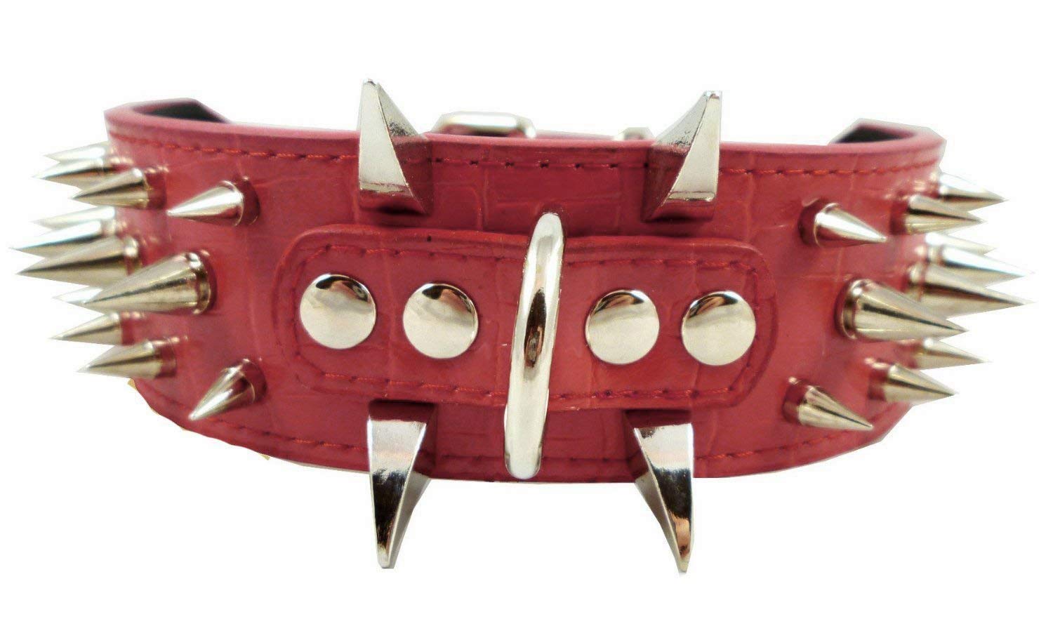 Izefia Dog Collar Sharp Spiked Studded Luxurious Padded Leather Collars for Medium Large Dogs - Image 2